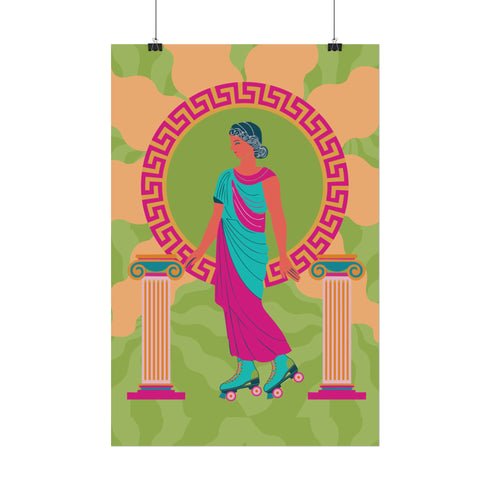 Roller Skating Grecian Goddess Art Print